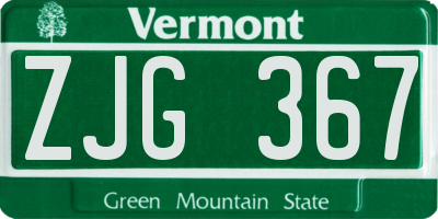 VT license plate ZJG367