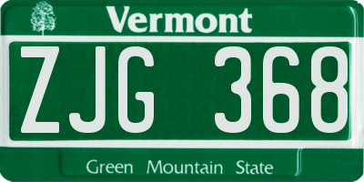 VT license plate ZJG368