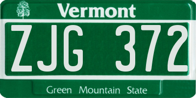 VT license plate ZJG372