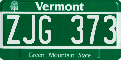 VT license plate ZJG373