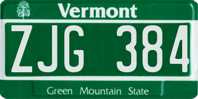VT license plate ZJG384