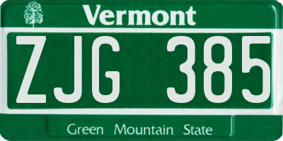 VT license plate ZJG385