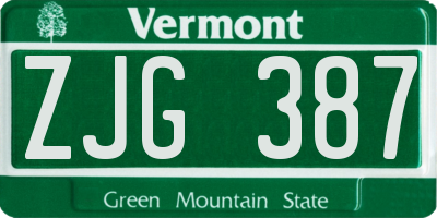 VT license plate ZJG387