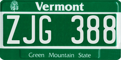 VT license plate ZJG388