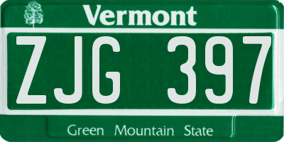 VT license plate ZJG397