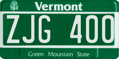 VT license plate ZJG400