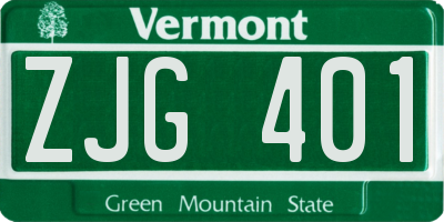 VT license plate ZJG401