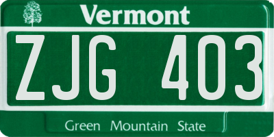 VT license plate ZJG403