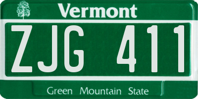 VT license plate ZJG411