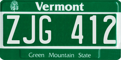 VT license plate ZJG412