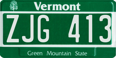 VT license plate ZJG413