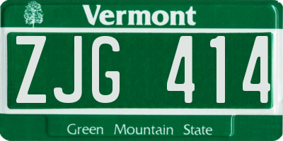 VT license plate ZJG414