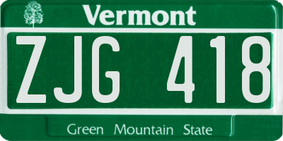 VT license plate ZJG418