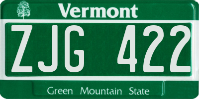 VT license plate ZJG422