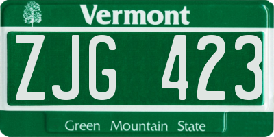 VT license plate ZJG423