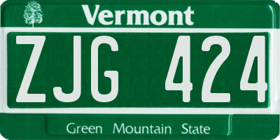 VT license plate ZJG424