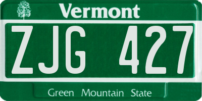 VT license plate ZJG427
