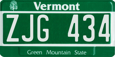 VT license plate ZJG434