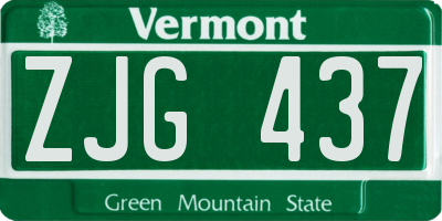 VT license plate ZJG437