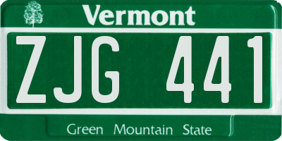 VT license plate ZJG441