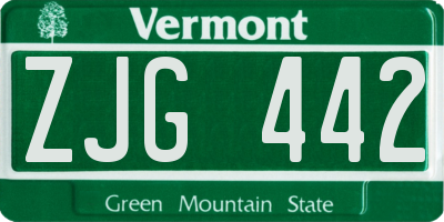 VT license plate ZJG442