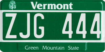 VT license plate ZJG444
