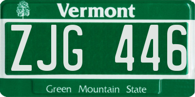 VT license plate ZJG446