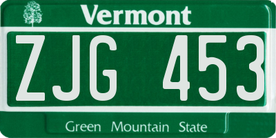 VT license plate ZJG453