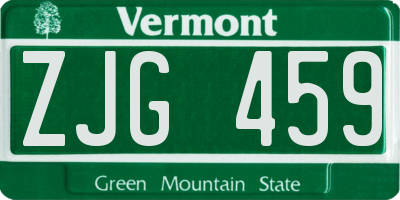 VT license plate ZJG459