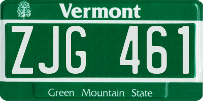 VT license plate ZJG461