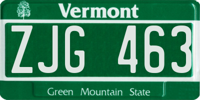 VT license plate ZJG463