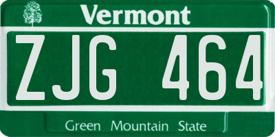 VT license plate ZJG464