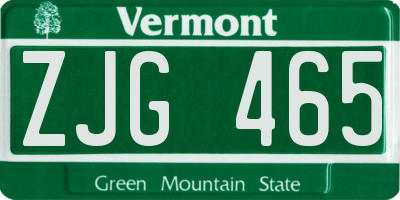 VT license plate ZJG465