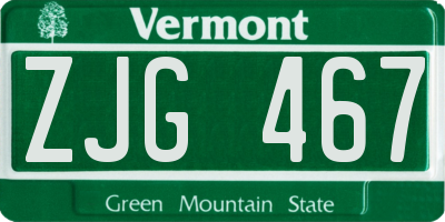 VT license plate ZJG467