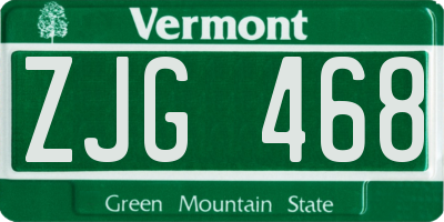 VT license plate ZJG468