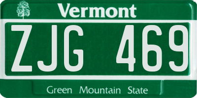 VT license plate ZJG469