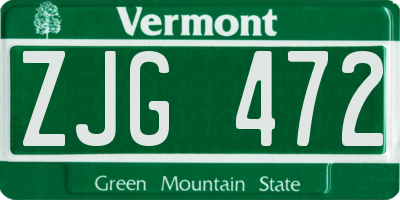 VT license plate ZJG472