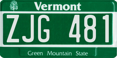 VT license plate ZJG481