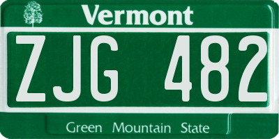 VT license plate ZJG482