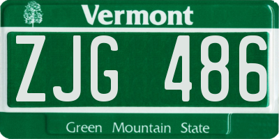 VT license plate ZJG486
