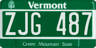 VT license plate ZJG487