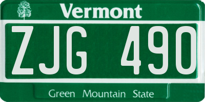 VT license plate ZJG490
