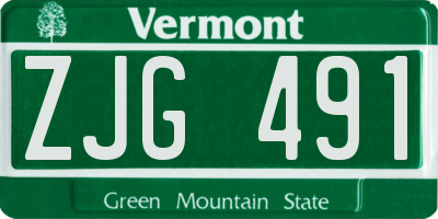 VT license plate ZJG491