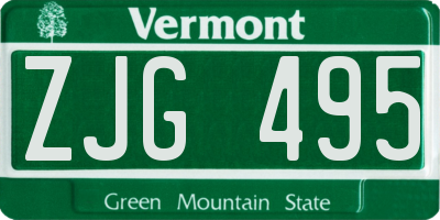 VT license plate ZJG495