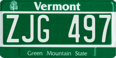 VT license plate ZJG497