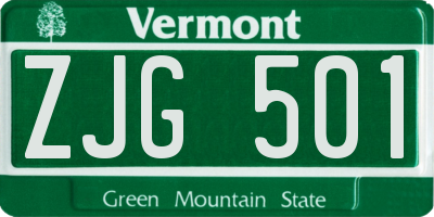 VT license plate ZJG501
