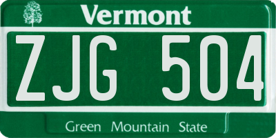 VT license plate ZJG504