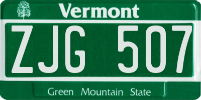VT license plate ZJG507