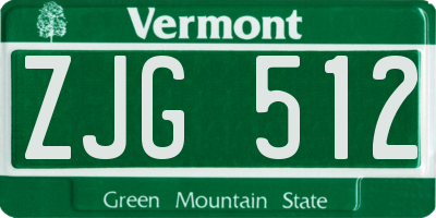 VT license plate ZJG512