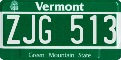 VT license plate ZJG513